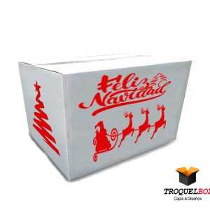 Caja de cartón Navideña Blanca